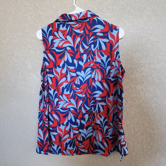 Bar III Printed Sleeveless Button Down Shirt Size LARGE new With Tags - Picture 2 of 7